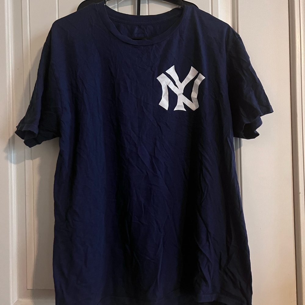 Majestic Navy Blue Men's Tee with White NY Logo